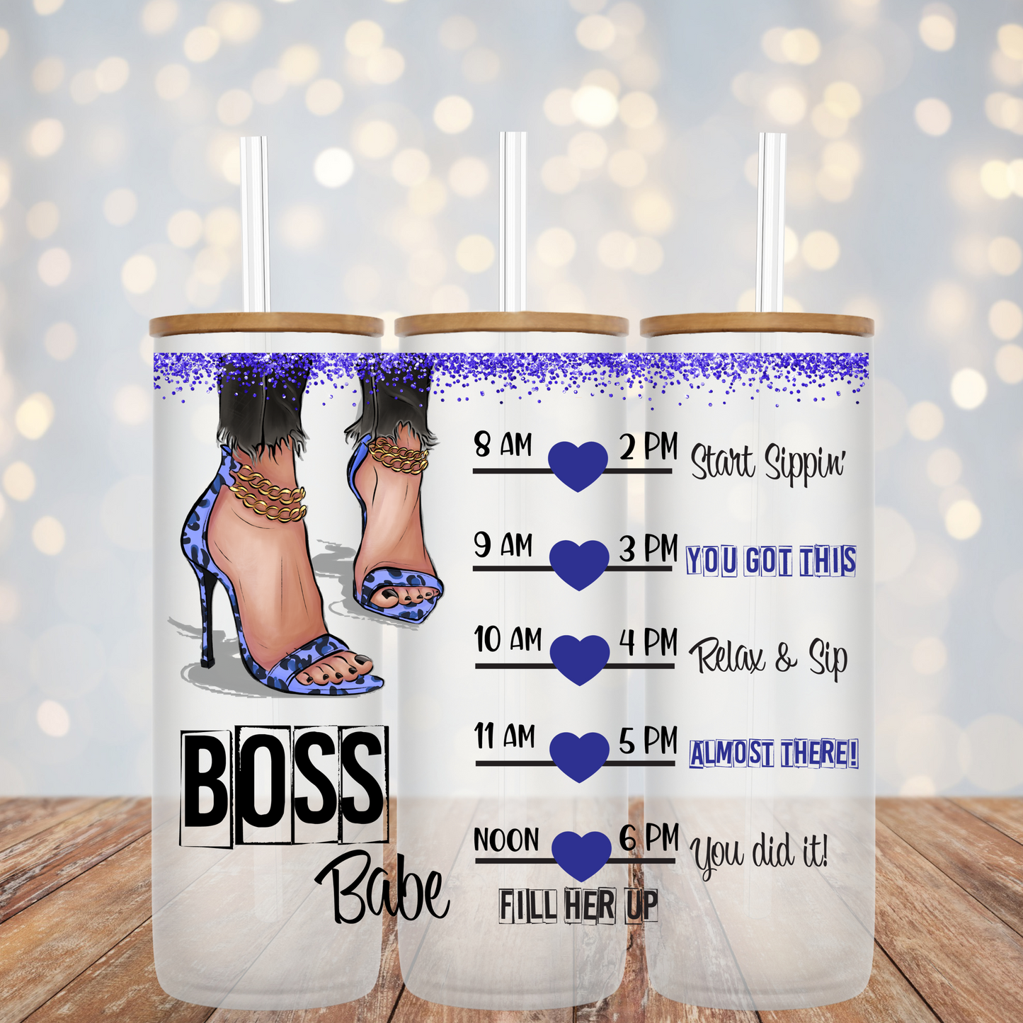 Boss Babe Water Tracker-Frosted Glass